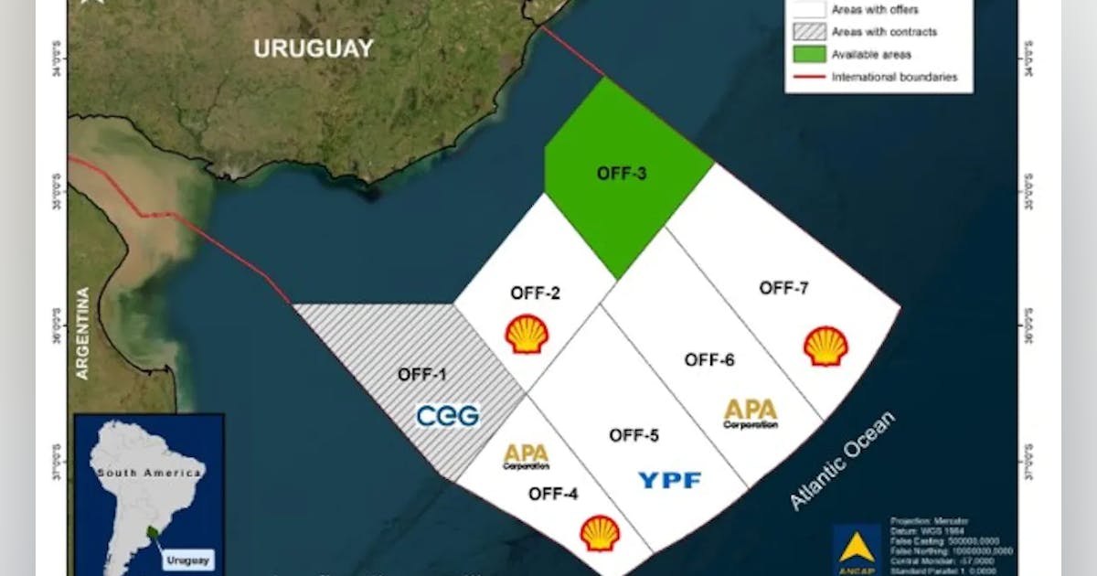 ANCAP adjudica dos bloques mĂĄs costa afuera de Uruguay